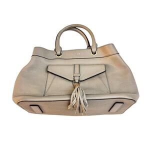 Milly Gray Crossbody Leather Tote Handbag Gray Tassel Front Pocket Details